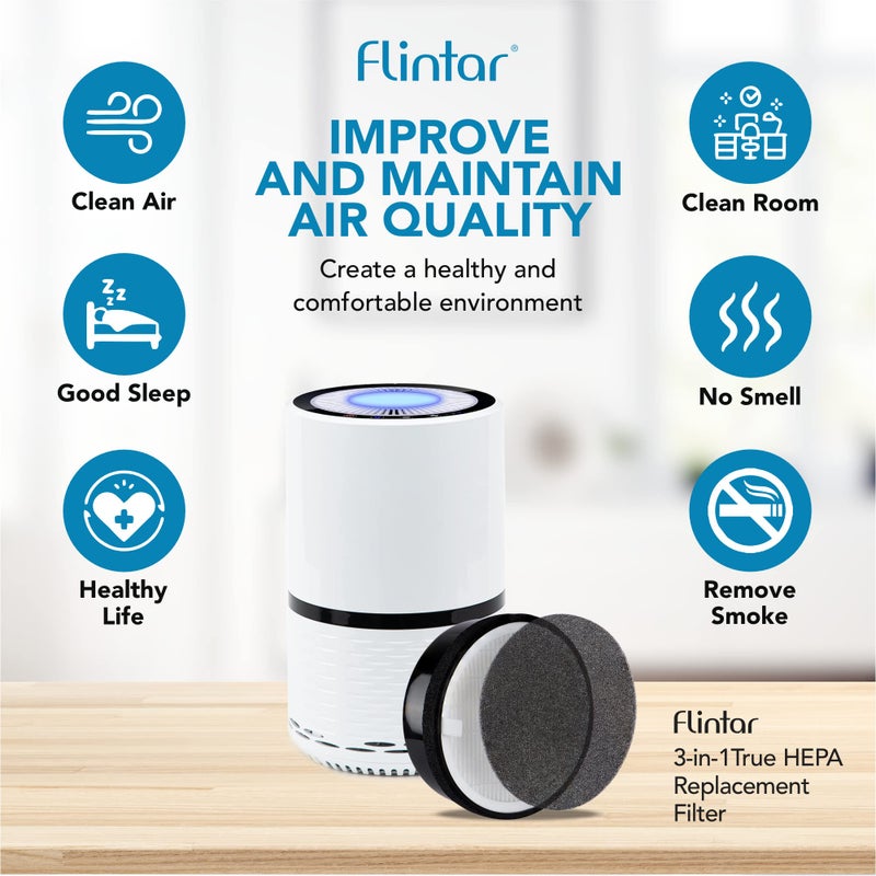 Flintar LV-H132 Replacement Filter, Compatible with Levoit LV-H132 Air Purifier, H13 Grade Filtration and Activated Carbon Filter for odor removal, Part # LV-H132-RF, 2-Pack - Image 4